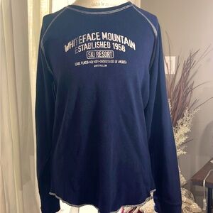 Jones & Mitchell Whiteface Mountain Ski Resort longsleeve navy blue boys shirt L